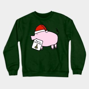 Cute Pig Says Merry Christmas Crewneck Sweatshirt